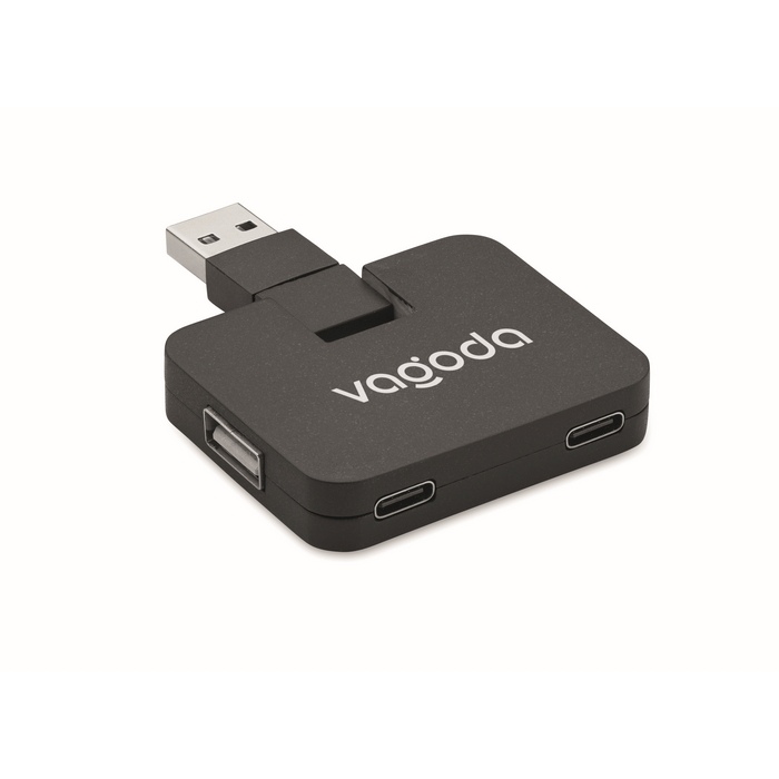 Square-C 4 portos USB hub, fekete