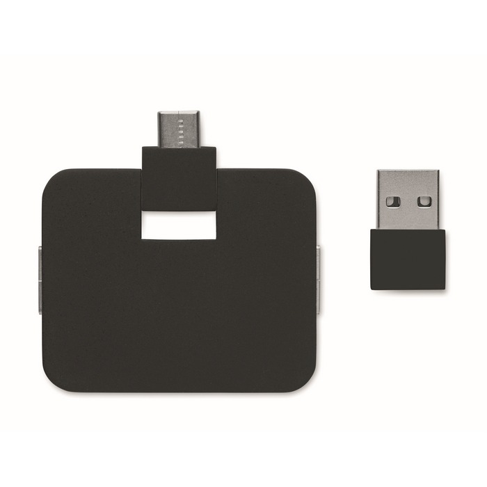 Square-C 4 portos USB hub, fekete