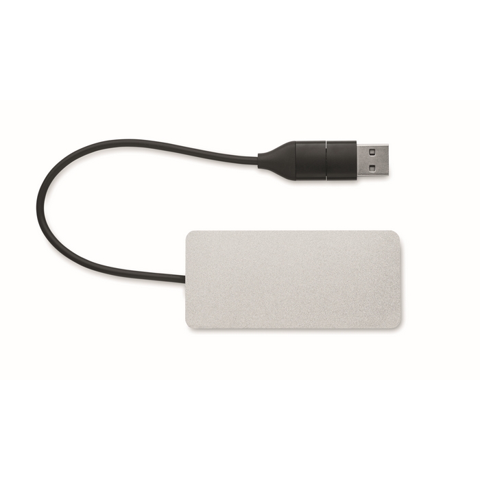 Hub-C 3 portos USB hub, 20 cm kábel  , ezüst