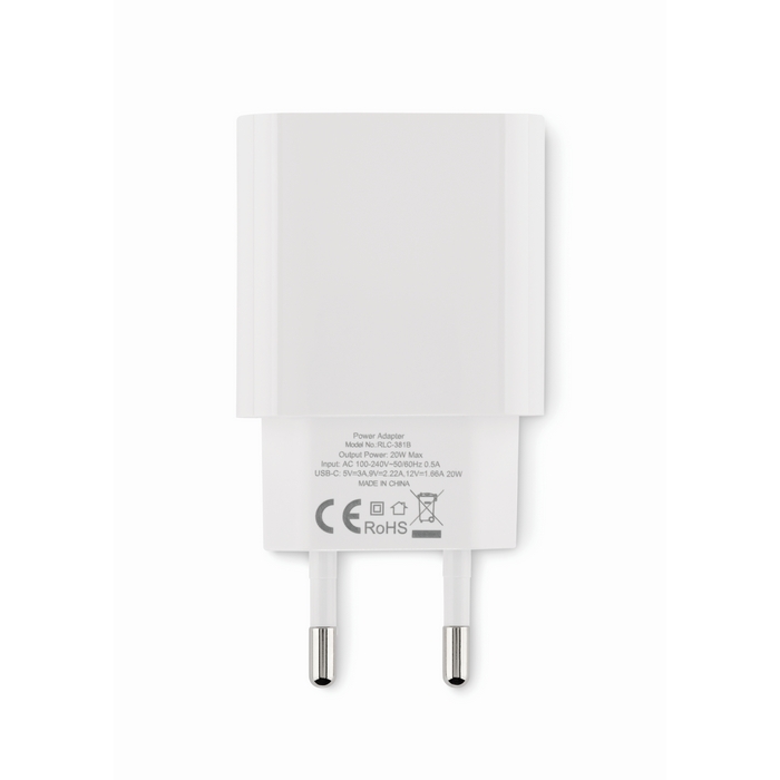 Plugme 20W 2 pólusú EU USB töltő, fehér